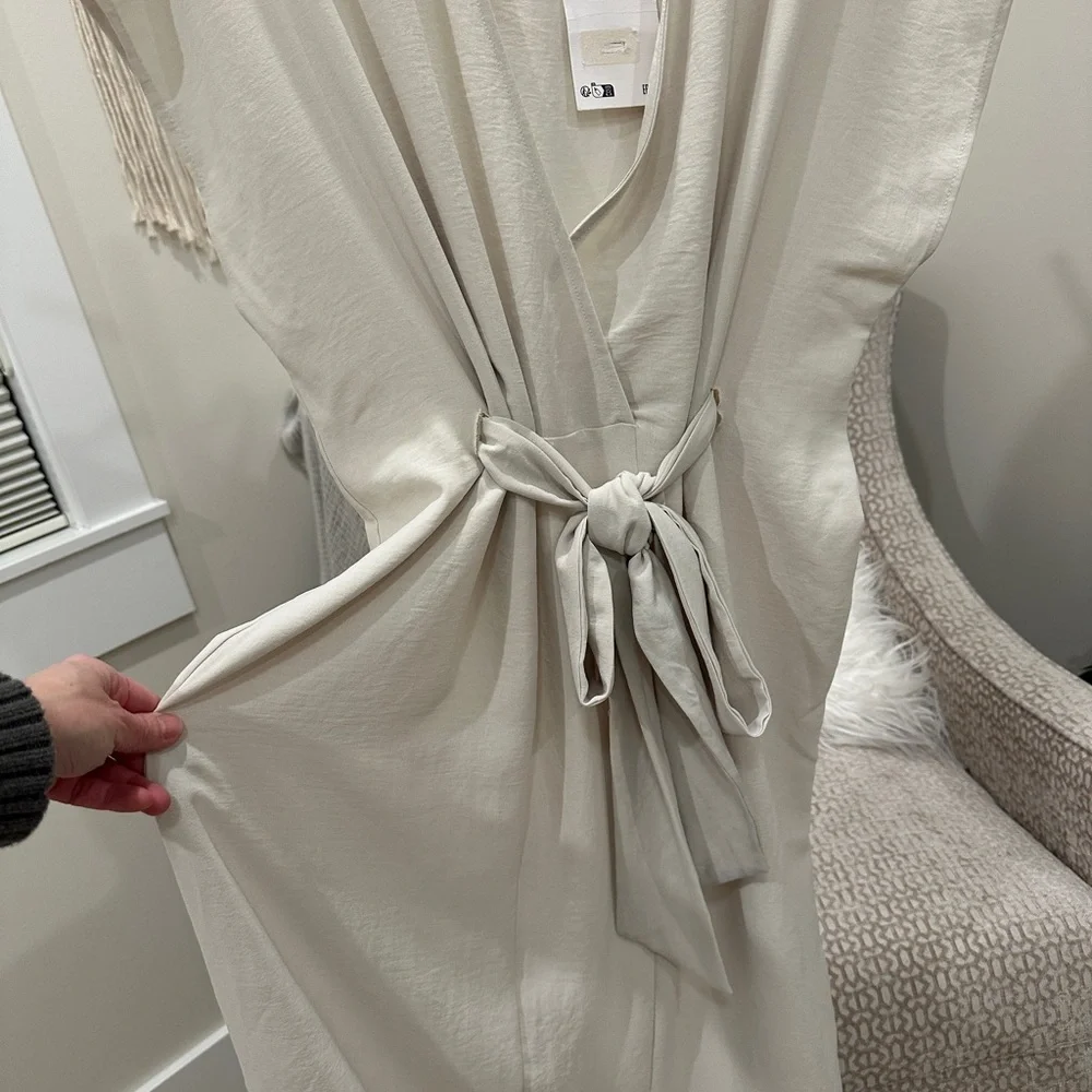 Zara Cream Wrap Midi Dress Adjustable Tie New With Tags Size S - Picture 6 of 6